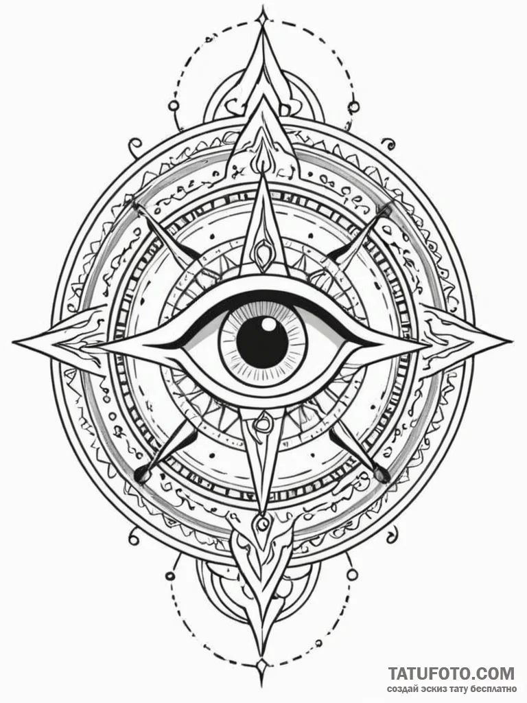 Tattoo sketch, intuition compass, a tradition… — эскиз тату (№1752376190_0, 13.07.2025 03:09) — Tatufoto.com