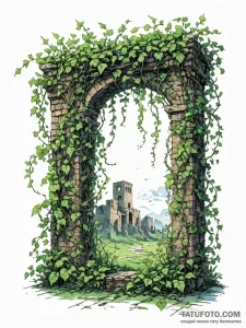Tattoo sketch, invading pixelated vines, a st... - эскиз тату (№1752376698_0, 13.07.2025 03:18) — Tatufoto.com