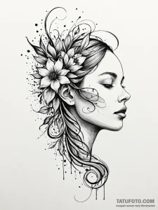 Tattoo sketch, ink blob becoming life, an abs... - эскиз тату (№1752377289_0, 13.07.2025 03:28) — Tatufoto.com