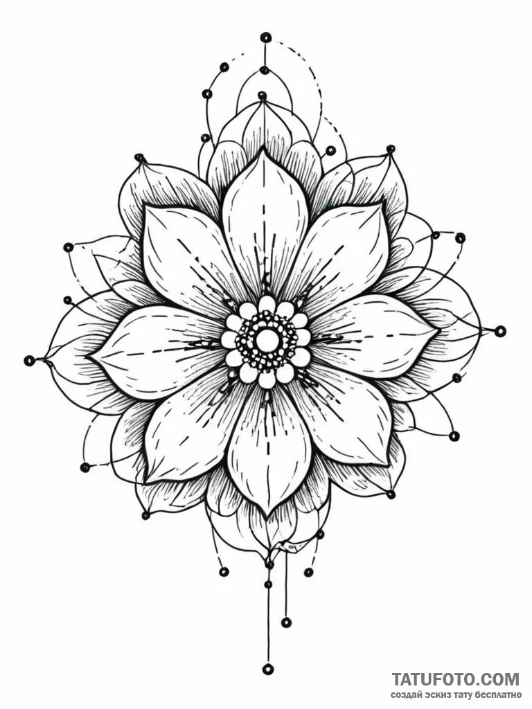 Tattoo sketch, internet of things bloom, a de... - эскиз тату (№1752377543_0, 13.07.2025 03:32) — Tatufoto.com