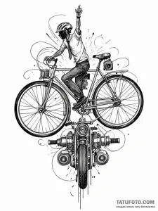 Tattoo sketch, bicycle made of old film reels... - эскиз тату (№1752378134_0, 13.07.2025 03:42) — Tatufoto.com