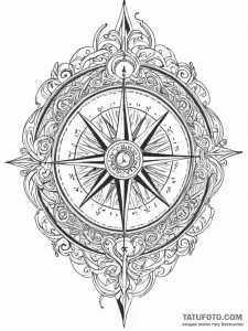 Tattoo sketch, free will's compass, a compass... - эскиз тату (№1752378388_0, 13.07.2025 03:46) — Tatufoto.com