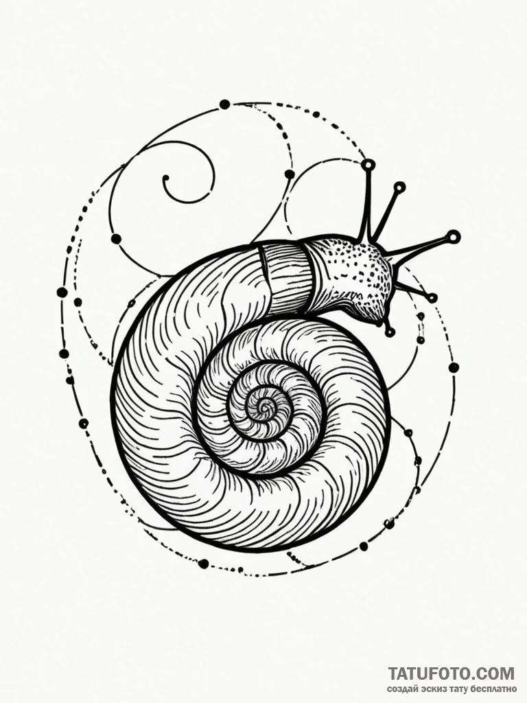 Tattoo sketch, golden ratio snail, a tiny sna... - эскиз тату (№1752378644_0, 13.07.2025 03:50) — Tatufoto.com