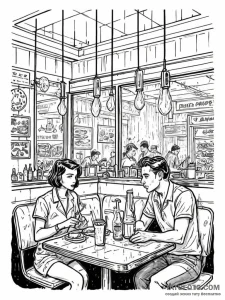 Tattoo sketch, dystopian diner, a classic ame... - эскиз тату (№1752378730_0, 13.07.2025 03:52) — Tatufoto.com