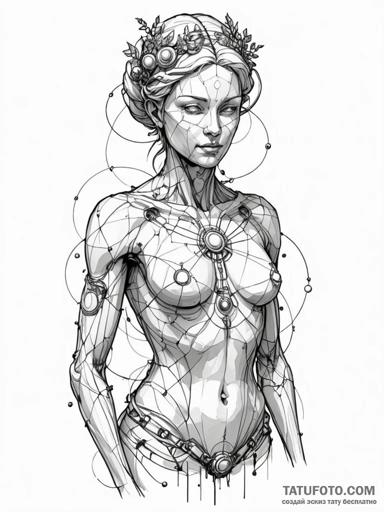 Tattoo sketch, living statue, overgrown with… — эскиз тату (№1752378901_0, 13.07.2025 03:55) — Tatufoto.com