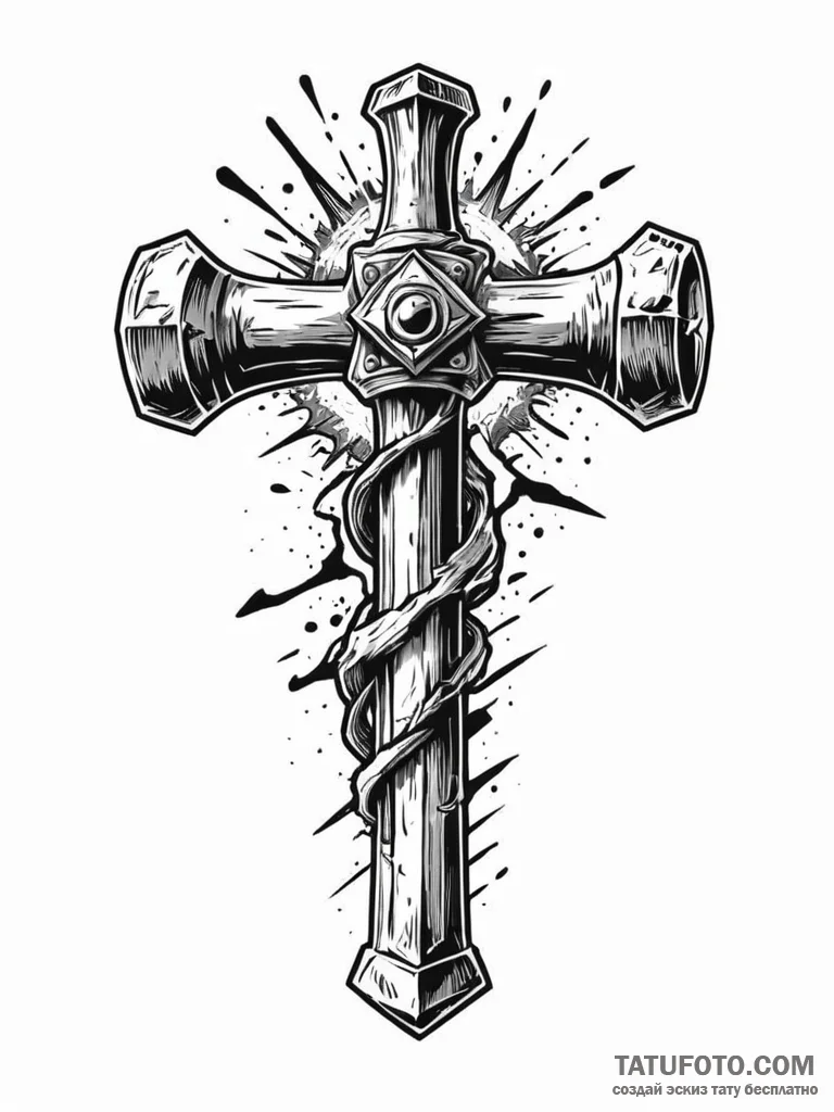 Tattoo sketch, iconoclast's hammer, a powerfu... - эскиз тату (№1752379071_0, 13.07.2025 03:57) — Tatufoto.com
