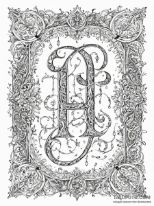 Tattoo sketch, illuminated manuscript, digita... - эскиз тату (№1752379155_0, 13.07.2025 03:59) — Tatufoto.com
