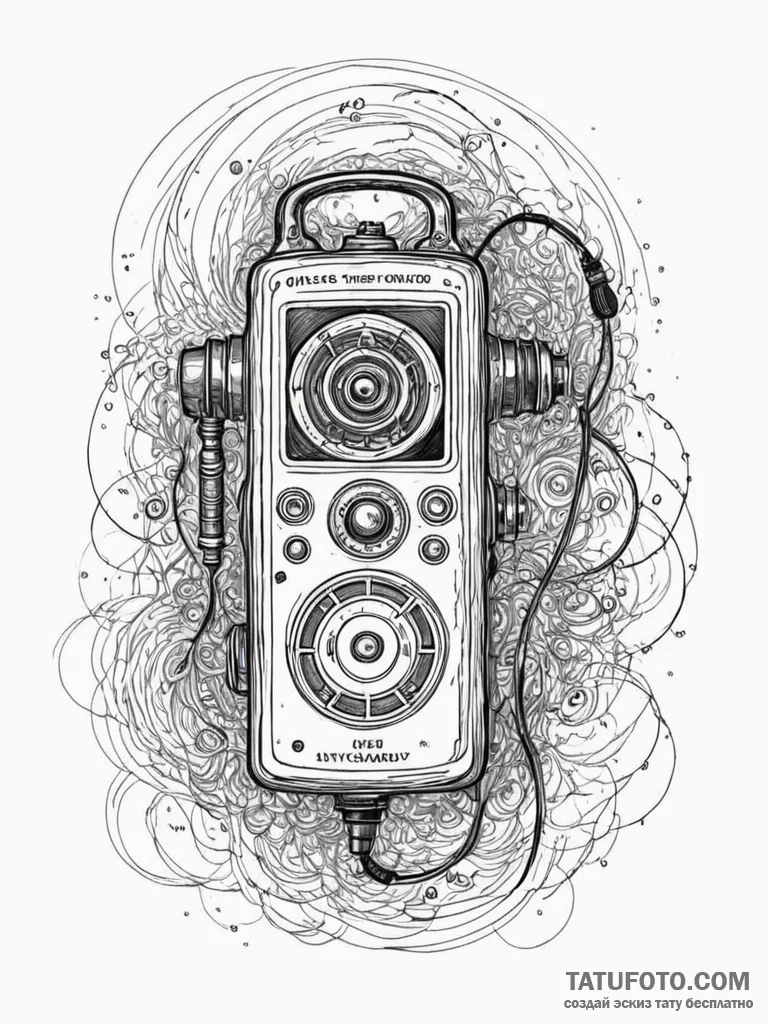 Tattoo sketch, voice recorder, spectral playb... - эскиз тату (№1752379240_0, 13.07.2025 04:00) — Tatufoto.com