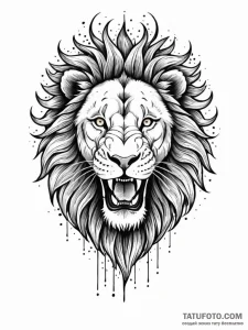 Tattoo sketch, lion's roar, soundwave symmetr... - эскиз тату (№1752379324_0, 13.07.2025 04:02) — Tatufoto.com