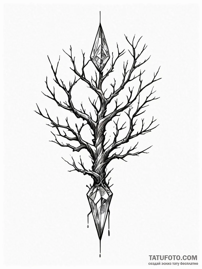 Tattoo sketch, quickening crystal growth, a s... - эскиз тату (№1752379577_0, 13.07.2025 04:06) — Tatufoto.com