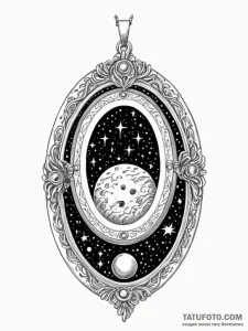 Tattoo sketch, locket of cosmic memory, an el... - эскиз тату (№1752379833_0, 13.07.2025 04:10) — Tatufoto.com