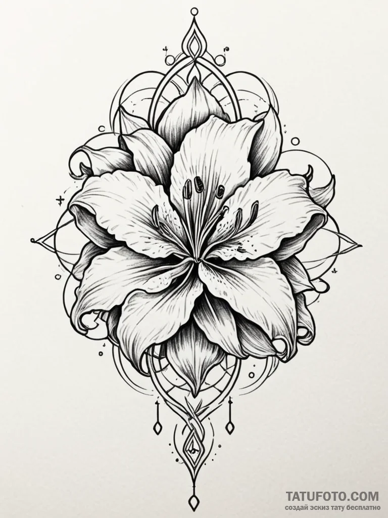 Tattoo sketch, quantum bloom of life, a singl... - эскиз тату (№1752379917_0, 13.07.2025 04:11) — Tatufoto.com