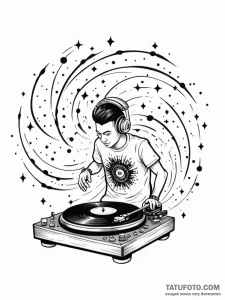 Tattoo sketch, dynamic disc jockey, a dj turn... - эскиз тату (№1752380170_0, 13.07.2025 04:16) — Tatufoto.com