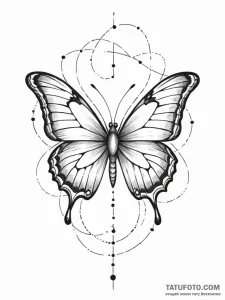 Tattoo sketch, numerical code butterfly, a de... - эскиз тату (№1752380931_0, 13.07.2025 04:28) — Tatufoto.com