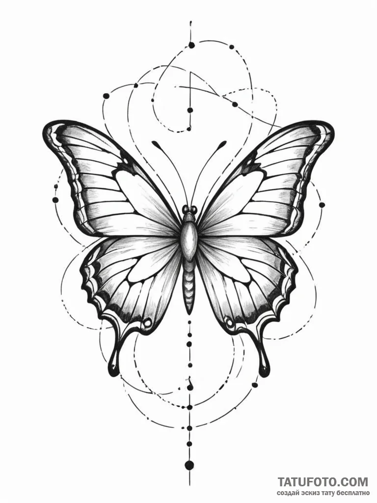 Tattoo sketch, numerical code butterfly, a de... - эскиз тату (№1752380931_0, 13.07.2025 04:28) — Tatufoto.com