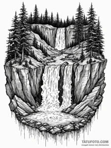 Tattoo sketch, whispering waterfall of time,... - эскиз тату (№1752381186_0, 13.07.2025 04:33) — Tatufoto.com