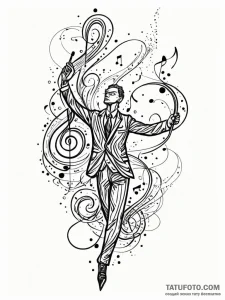 Tattoo sketch, orchestral conductor, energy b... - эскиз тату (№1752381780_0, 13.07.2025 04:43) — Tatufoto.com