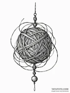 Tattoo sketch, yarn ball, unraveling realitie... - эскиз тату (№1752381866_0, 13.07.2025 04:44) — Tatufoto.com