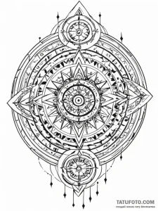Tattoo sketch, timekeeper's torn map, an anci... - эскиз тату (№1752381951_0, 13.07.2025 04:45) — Tatufoto.com