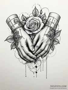 Tattoo sketch, virtual reality handshake, two... - эскиз тату (№1752382885_0, 13.07.2025 05:01) — Tatufoto.com