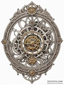 Tattoo sketch, transparent clock, inner worki... - эскиз тату (№1752383314_0, 13.07.2025 05:08) — Tatufoto.com