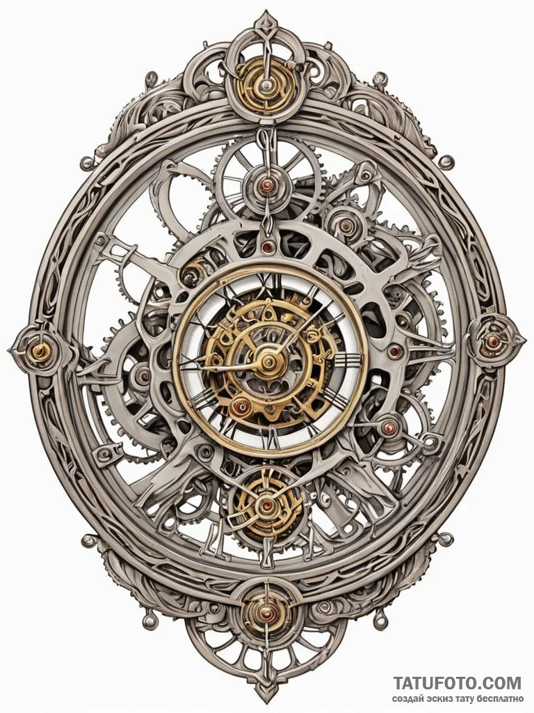 Tattoo sketch, transparent clock, inner worki… — эскиз тату (№1752383314_0, 13.07.2025 05:08) — Tatufoto.com