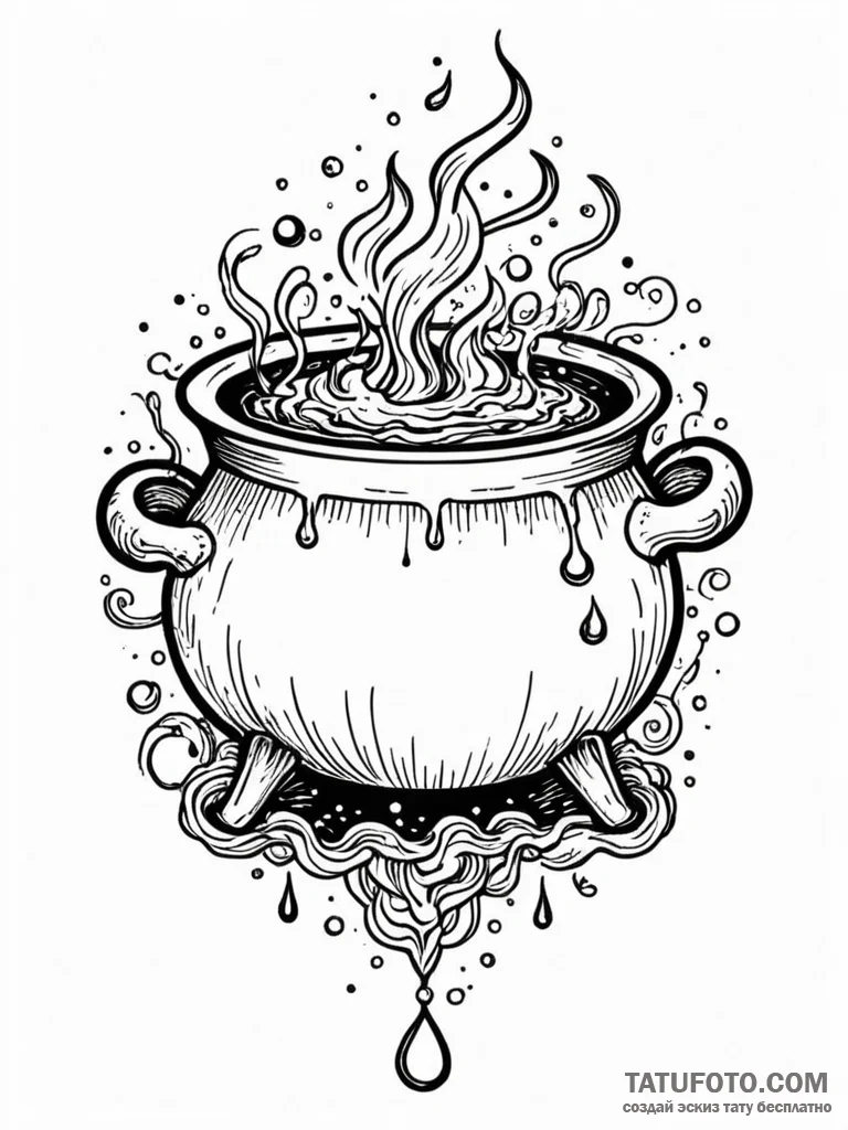 Tattoo sketch, cauldron of creativity: a bubb... - эскиз тату (№1752383654_0, 13.07.2025 05:14) — Tatufoto.com