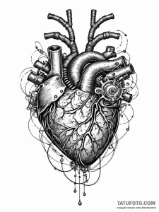 Tattoo sketch, sympathetic synthesizer heart,... - эскиз тату (№1752383739_0, 13.07.2025 05:15) — Tatufoto.com