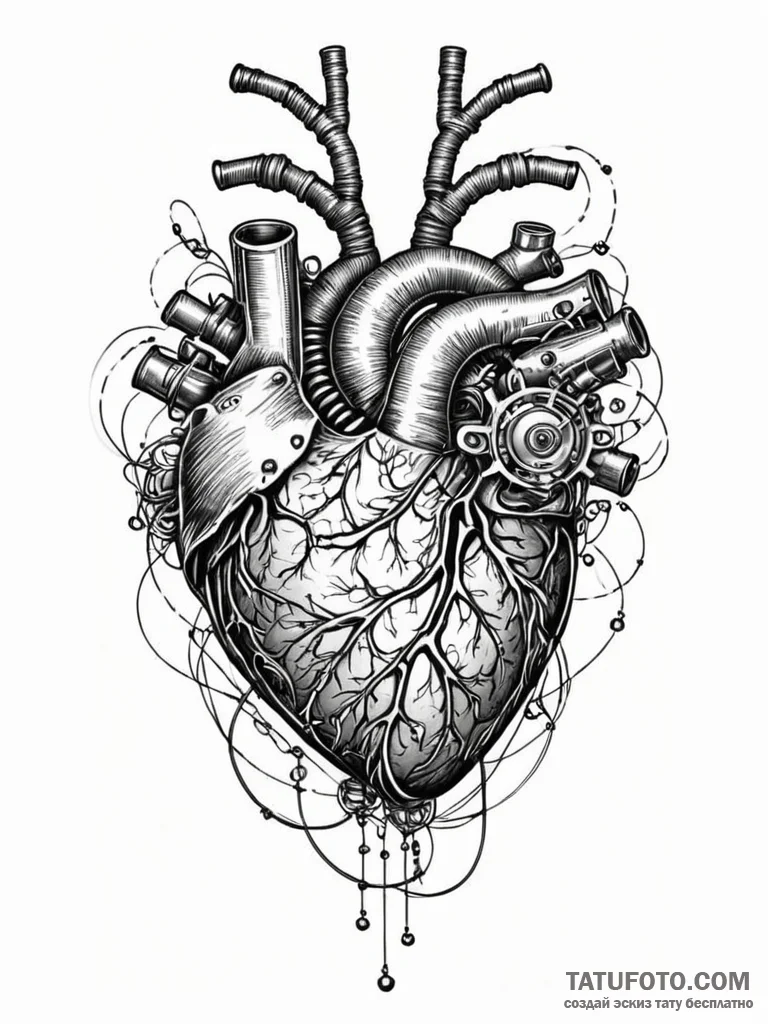 Tattoo sketch, sympathetic synthesizer heart,... - эскиз тату (№1752383739_0, 13.07.2025 05:15) — Tatufoto.com