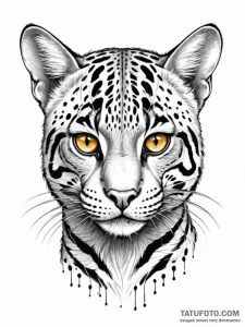Tattoo sketch, ocelot's digital spots, a slee... - эскиз тату (№1752384081_0, 13.07.2025 05:21) — Tatufoto.com