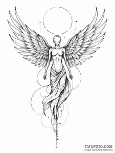 Tattoo sketch, unbound spirit, data wings, an... - эскиз тату (№1752384251_0, 13.07.2025 05:24) — Tatufoto.com