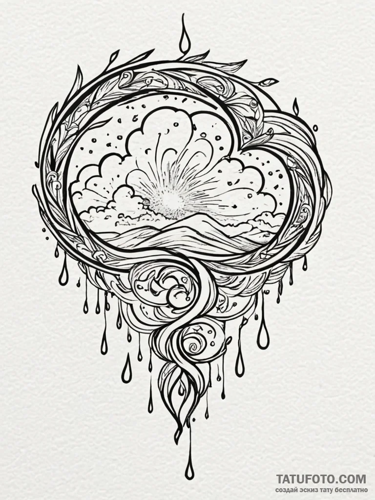 Tattoo sketch, quiet storm of ideas, a styliz... - эскиз тату (№1752384422_0, 13.07.2025 05:27) — Tatufoto.com