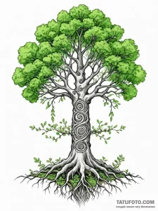 Tattoo sketch, divided world tree, a majestic... - эскиз тату (№1752385106_0, 13.07.2025 05:38) — Tatufoto.com