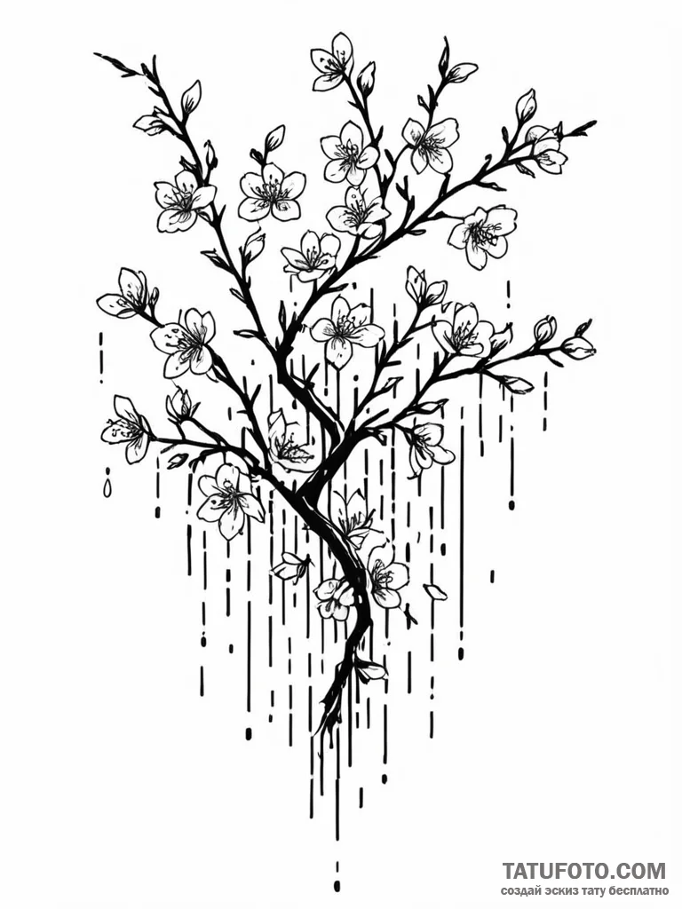 Tattoo sketch, broken binary code cascading d… — эскиз тату (№1752385191_0, 13.07.2025 05:39) — Tatufoto.com