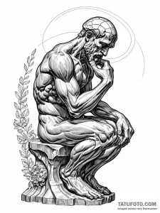 Tattoo sketch, the thinker (rodin), digital c... - эскиз тату (№1752385363_0, 13.07.2025 05:42) — Tatufoto.com