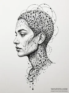 Tattoo sketch, particle trail of thought, a s... - эскиз тату (№1752385534_0, 13.07.2025 05:45) — Tatufoto.com