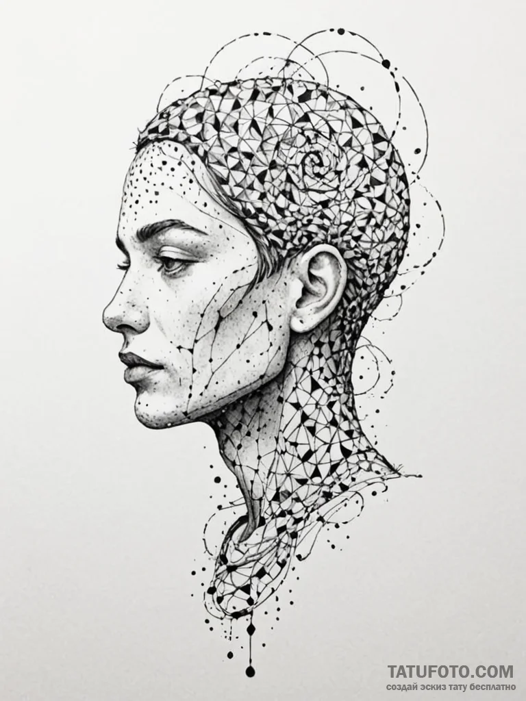Tattoo sketch, particle trail of thought, a s... - эскиз тату (№1752385534_0, 13.07.2025 05:45) — Tatufoto.com