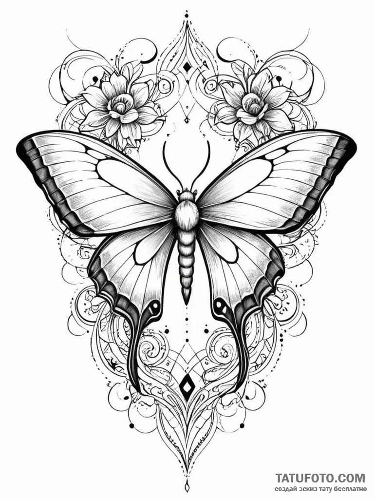 Tattoo sketch, luna moth, data pattern wings,... - эскиз тату (№1752385619_0, 13.07.2025 05:46) — Tatufoto.com
