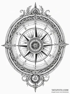 Tattoo sketch, temporal compass, reality's ha... - эскиз тату (№1752385705_0, 13.07.2025 05:48) — Tatufoto.com