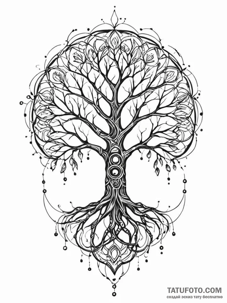 Tattoo sketch, motherboard tree of life, a st... - эскиз тату (№1752386640_0, 13.07.2025 06:04) — Tatufoto.com