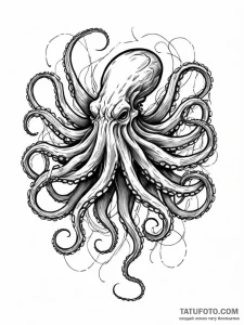 Tattoo sketch, kraken of the deep web, a mass... - эскиз тату (№1752386982_0, 13.07.2025 06:09) — Tatufoto.com