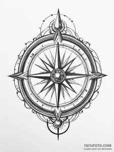Tattoo sketch, clockwork compass: an antique... - эскиз тату (№1752387237_0, 13.07.2025 06:13) — Tatufoto.com