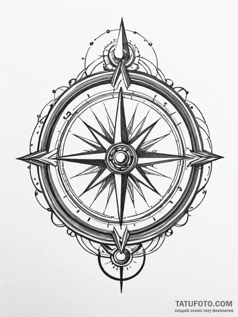 Tattoo sketch, clockwork compass: an antique... - эскиз тату (№1752387237_0, 13.07.2025 06:13) — Tatufoto.com