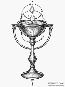 Tattoo sketch, chalice of knowledge: a mediev... - эскиз тату (№1752387748_0, 13.07.2025 06:22) — Tatufoto.com