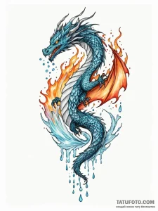 Tattoo sketch, elemental dragon scale, a sing... - эскиз тату (№1752387919_0, 13.07.2025 06:25) — Tatufoto.com
