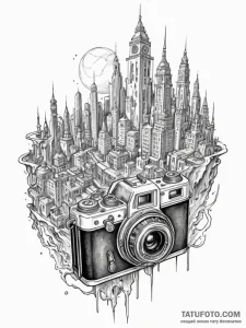 Tattoo sketch, anachronistic antique camera c... - эскиз тату (№1752388173_0, 13.07.2025 06:29) — Tatufoto.com
