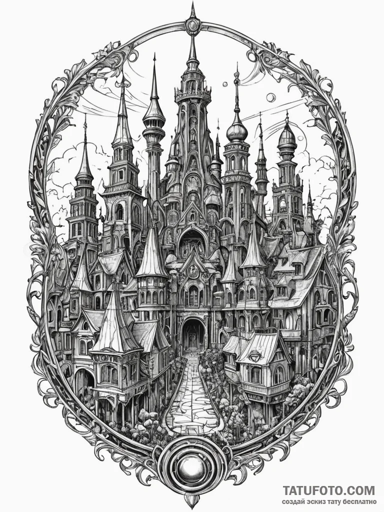 Tattoo sketch, xylography of the future, a de... - эскиз тату (№1752388428_0, 13.07.2025 06:33) — Tatufoto.com