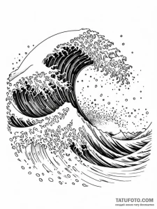 Tattoo sketch, ocean wave, data foam, a power... - эскиз тату (№1752389623_0, 13.07.2025 06:53) — Tatufoto.com