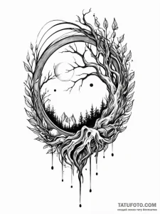 Tattoo sketch, young sprout, yawning portal,... - эскиз тату (№1752389792_0, 13.07.2025 06:56) — Tatufoto.com