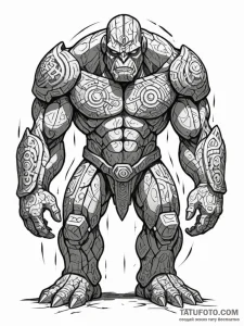 Tattoo sketch, golem of ancient code, a massi... - эскиз тату (№1752389878_0, 13.07.2025 06:57) — Tatufoto.com